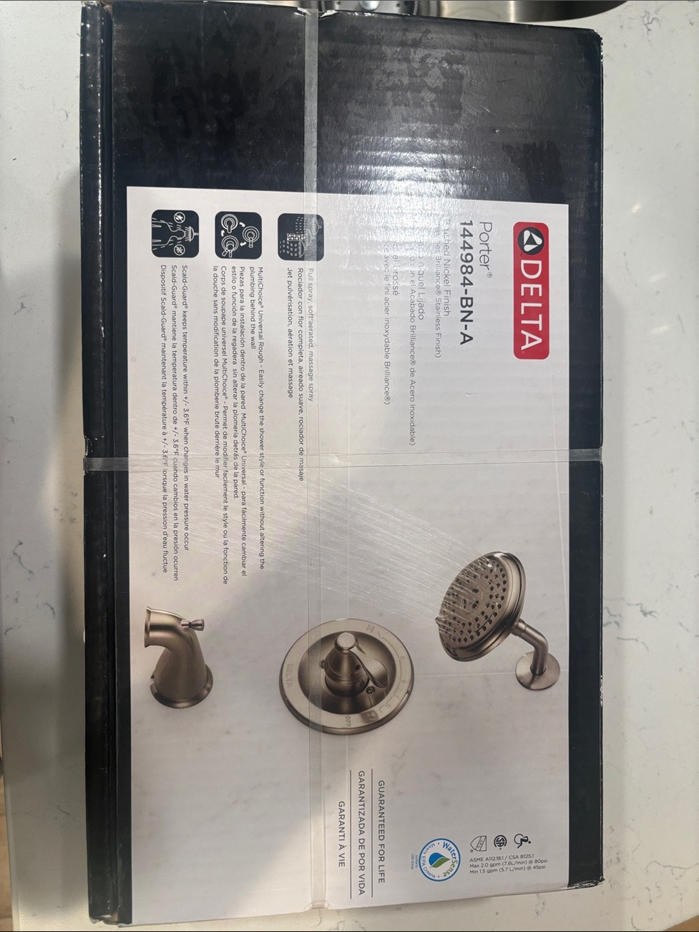 Delta Porter Shower Trim and Faucet Set in Brushed Nickel